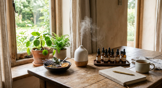 parfums naturels bien-être dans un espace de travail serein.