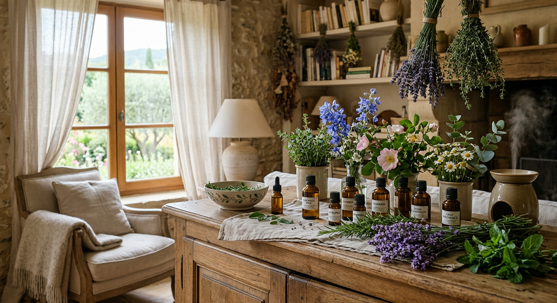 huiles essentielles Provence parfum dans un environnement intérieur accueillant.