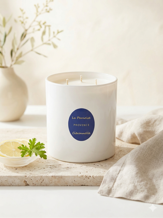 Bougie parfumée Citronnelle 750 ml – Blanc