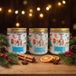 Bougie de Noël 230 ml en verre ambré décoré de flocons, cire végétale